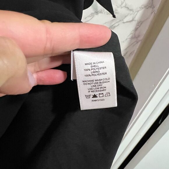 CECE Black 3/4 Sleeve Tie Cuffs Essential Classic Shift Knee Dress Size 4 - Picture 6 of 9